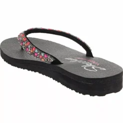 Skechers Shoes Skechers Meditation Daisy Delig Flip Flops - Womens -Float Feet Sales Store SK 31559 BLK3